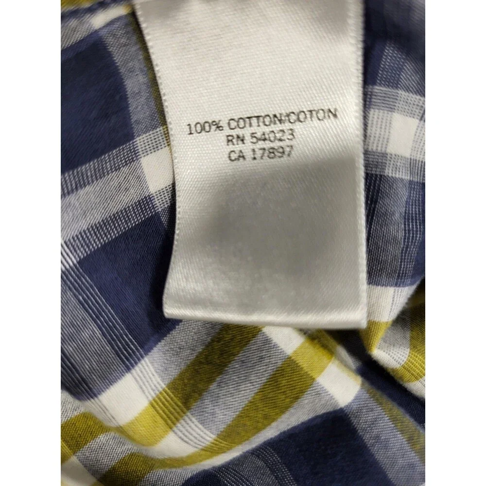 Banana Republic Soft Wash Men’s Size M Plaid Button Down Shirt Navy Olive White